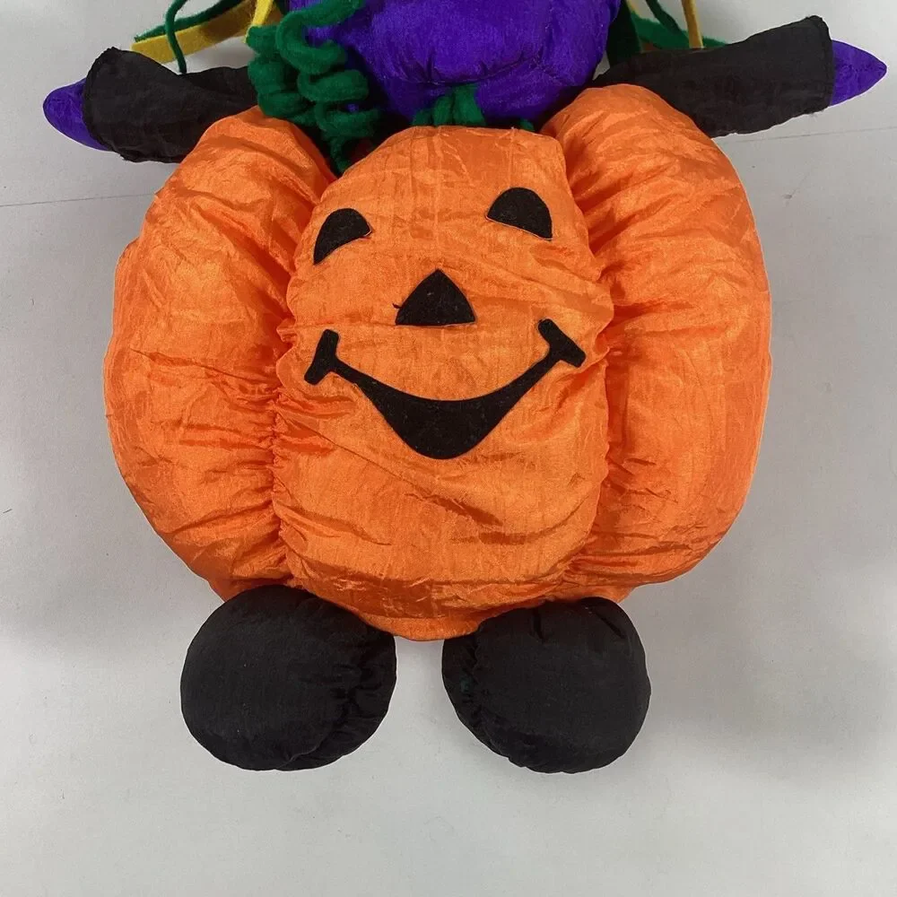 Vtg 1997 International Silver Co Halloween Pumpkin Witch Plush Stuffed Toy Nylon